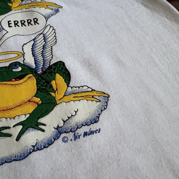Vintage Jesus T-Shirt Men's Size L Budweiser Frogs Gods Wiser White 1990s - Picture 3 of 4